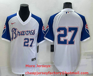 Men's Atlanta Braves #27 Austin Riley White Stitched MLB Throwback Nike Jersey