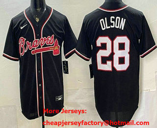 Men's Atlanta Braves #28 Matt Olson 2026 Black Fashion Cool Base Jersey