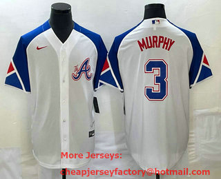 Men's Atlanta Braves #3 Dale Murphy White 2023 City Connect Cool Base Stitched Jersey 01