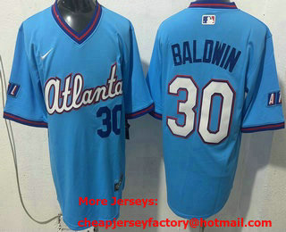 Men's Atlanta Braves #30 Drake Baldwin Light Blue 2026 City Connect Stadium Jersey