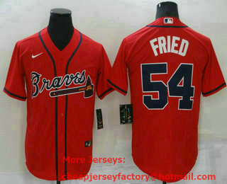 Men's Atlanta Braves #54 Max Fried Red Stitched MLB Cool Base Nike Jersey