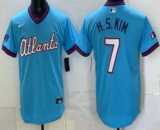 Men's Atlanta Braves #7 Ha Seong Kim Light Blue 2026 City Connect Stadium Jersey