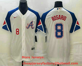 Men's Atlanta Braves #8 Eddie Rosario Number White 2023 City Connect Cool Base Stitched Jersey 13