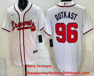 Men's Atlanta Braves #96 OutKast White Cool Base Stitched Jersey