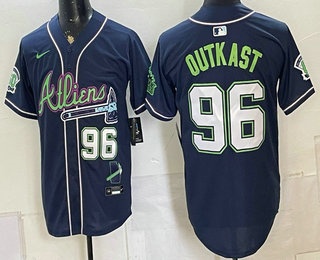 Men's Atlanta Braves #96 Outkast Navy Galaxy With Outkast Patch Vapor Limited Stitched Jersey