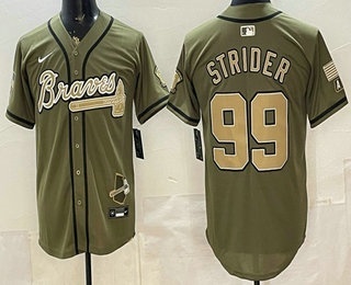 Men's Atlanta Braves #99 Spencer Strider Olive 2026 Armed Forces Day Jersey