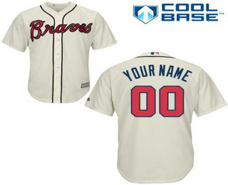 Men's Atlanta Braves Alternate Cream Cool Base Stitched Baseball Jersey