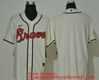 Men's Atlanta Braves Blank Cream Stitched MLB Cool Base Nike Jersey