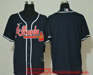 Men's Atlanta Braves Blank Navy Blue Stitched MLB Cool Base Nike Jersey