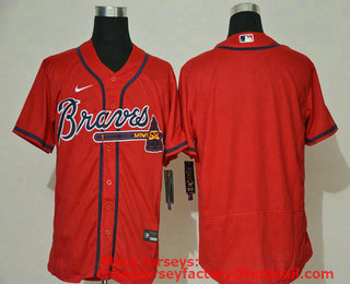 Men's Atlanta Braves Blank Red Stitched MLB Flex Base Nike Jersey