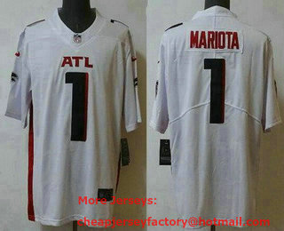 Men's Atlanta Falcons #1 Marcus Mariota Limited White Vapor Jersey