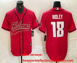 Men's Atlanta Falcons #18 Calvin Ridley Red Cool Base Stitched Baseball Jersey