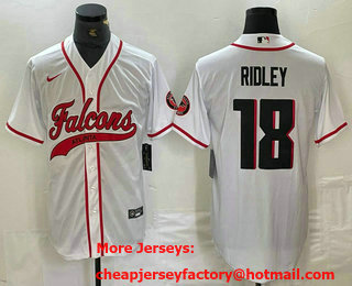 Men's Atlanta Falcons #18 Calvin Ridley White Cool Base Stitched Baseball Jersey