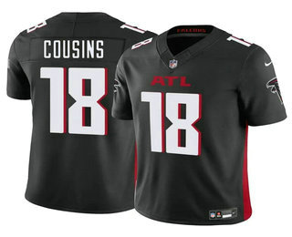 Men's Atlanta Falcons #18 Kirk Cousins Black 2023 FUSE Vapor Limited Stitched Jersey