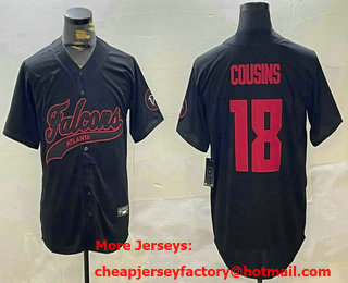 Men's Atlanta Falcons #18 Kirk Cousins Black Cool Base Stitched Baseball Jersey