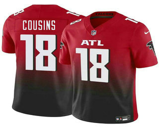 Men's Atlanta Falcons #18 Kirk Cousins Red Black 2023 FUSE Vapor Limited Stitched Jersey