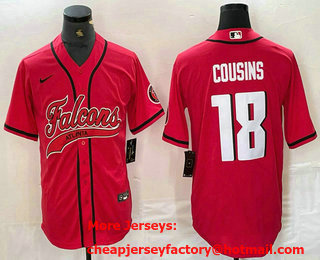 Men's Atlanta Falcons #18 Kirk Cousins Red Cool Base Stitched Baseball Jersey