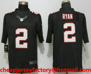 Men's Atlanta Falcons #2 Matt Ryan Black Alternate Stitched NFL Nike Limited Jersey