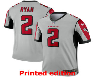 Men's Atlanta Falcons #2 Matt Ryan Gray 2019 Inverted Legend Printed NFL Nike Limited Jersey