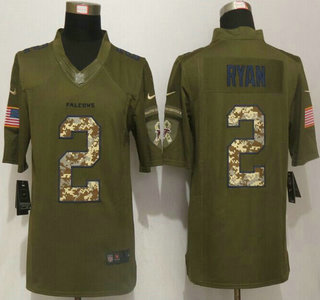 Men's Atlanta Falcons #2 Matt Ryan Green Salute to Service 2015 NFL Nike Limited Jersey