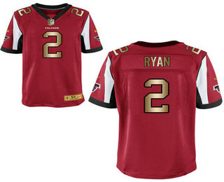 Men's Atlanta Falcons #2 Matt Ryan Red With Gold Stitched NFL Nike Elite Jersey