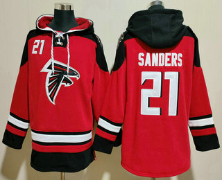 Men's Atlanta Falcons #21 Deion Sanders Red Ageless Must Have Lace Up Pullover Hoodie