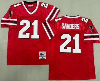 Men's Atlanta Falcons #21 Deion Sanders Red Alternate 1992 Throwback Jersey