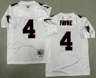 Men's Atlanta Falcons #4 Brett Favre White 1991 Throwback Jersey