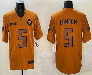 Men's Atlanta Falcons #5 Drake London Limited Brown 2023 Salute To Service Jersey