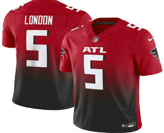 Men's Atlanta Falcons #5 Drake London Red Black 2023 FUSE Vapor Limited Stitched Jersey