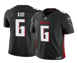Men's Atlanta Falcons #6 Younghoe Koo Black 2023 FUSE Vapor Limited Stitched Jersey