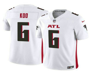 Men's Atlanta Falcons #6 Younghoe Koo White 2023 FUSE Vapor Limited Stitched Jersey