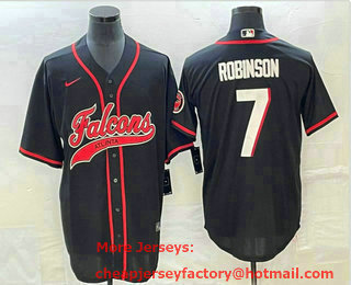 Men's Atlanta Falcons #7 Bijan Robinson Black With Patch Cool Base Stitched Baseball Jersey