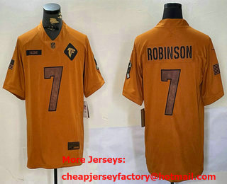 Men's Atlanta Falcons #7 Bijan Robinson Limited Brown 2023 Salute To Service Jersey