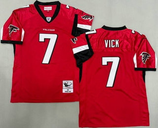 Men's Atlanta Falcons #7 Michael Vick Red Alternate 2003 Throwback Jersey