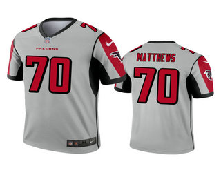Men's Atlanta Falcons #70 Jake Matthews Silver Inverted Legend Jersey