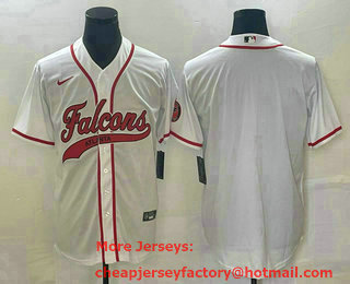 Men's Atlanta Falcons Blank White With Patch Cool Base Stitched Baseball Jersey