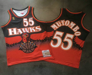 Men's Atlanta Hawks #55 Dikembe Mutombo 1990 Red Hardwood Classics Soul Swingman Throwback Jersey