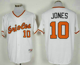 Men's Baltimore Orioles #10 Adam Jones White 1976 Turn Back the Clock Jersey