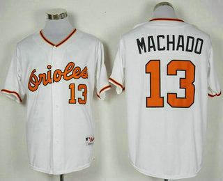 Men's Baltimore Orioles #13 Manny Machado White 1976 Turn Back the Clock Jersey