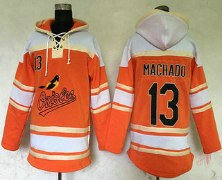 Men's Baltimore Orioles #13 Manny Machado Orange Baseball MLB Hoodie