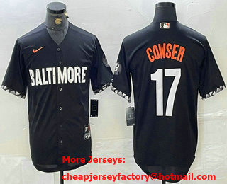 Men's Baltimore Orioles #17 Colton Cowser Black 2023 City Connect Cool Base Jersey