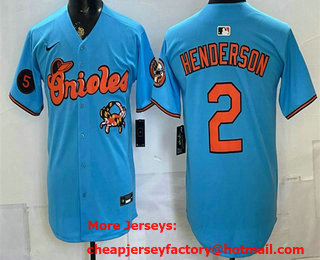 Men's Baltimore Orioles #2 Gunnar Henderson Blue With Patch Vapor Premier Limited Stitched Baseball Jersey