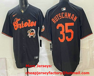 Men's Baltimore Orioles #35 Adley Rutschman Black With Patch Vapor Premier Limited Stitched Jersey