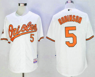 Men's Baltimore Orioles #5 Brooks Robinson Retired White Baseball Jersey