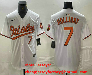 Men's Baltimore Orioles #7 Jackson Holliday Number White Limited Cool Base Stitched Jersey