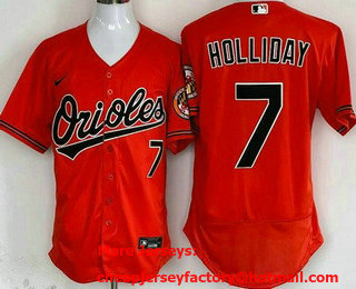 Men's Baltimore Orioles #7 Jackson Holliday Orange Authentic Jersey