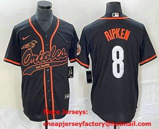 Men's Baltimore Orioles #8 Cal Ripken Jr Black Cool Base Stitched Baseball Jersey