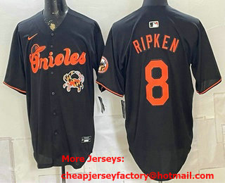 Men's Baltimore Orioles #8 Cal Ripken Jr Black With Patch Vapor Premier Limited Stitched Jersey