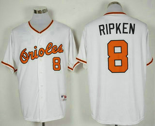 Men's Baltimore Orioles #8 Cal Ripken Retired White 1976 Turn Back the Clock Jersey